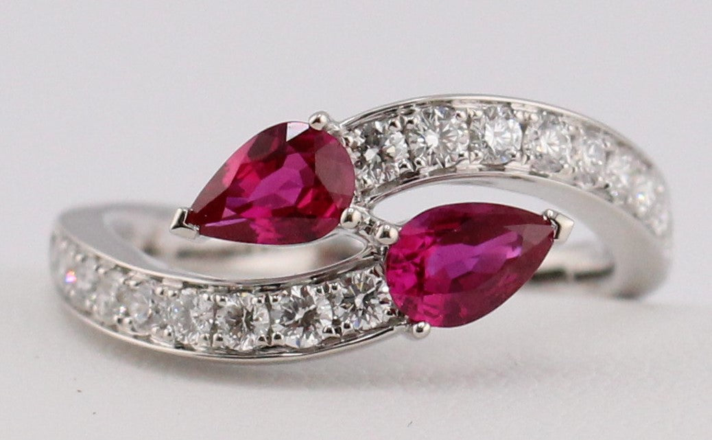 Ruby and Diamond Bypass Ring