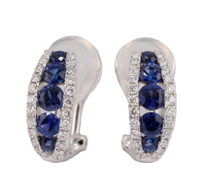 Blue Sapphire & Diamond Earrings