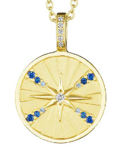 Starburst Collection Blue Sapphire & Diamond Medallion