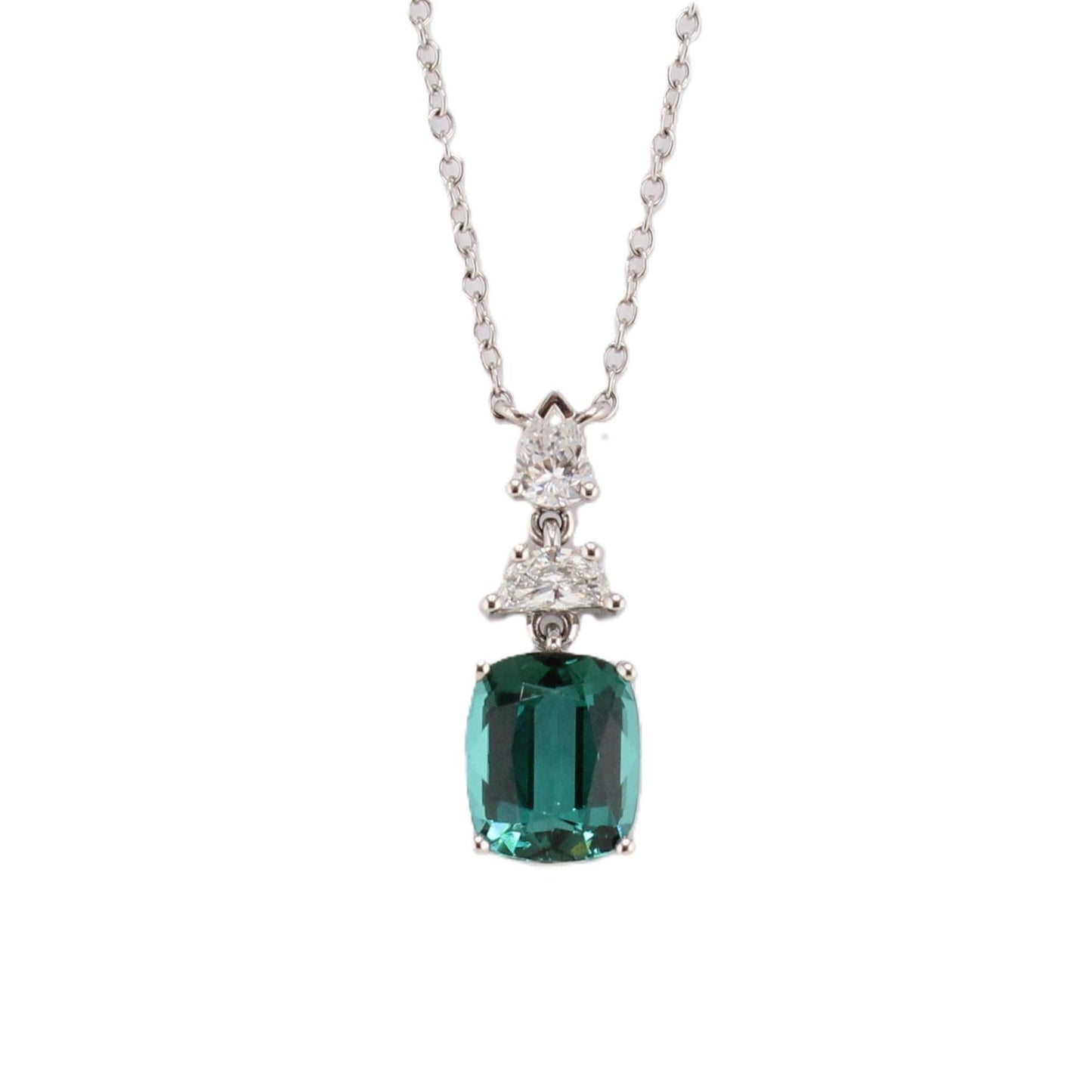 Green Tourmaline Pendant with Diamond Accents