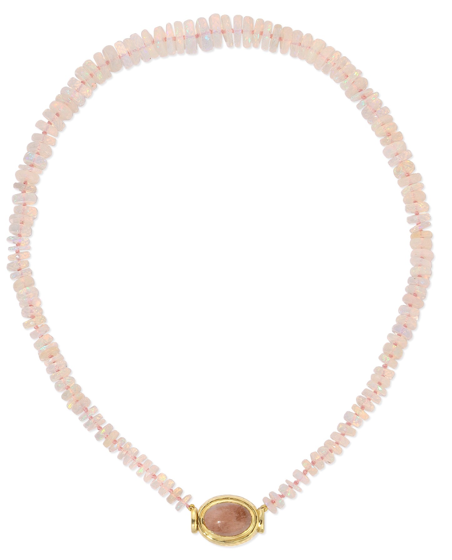 Pink Beryl and Opal Bead Necklace