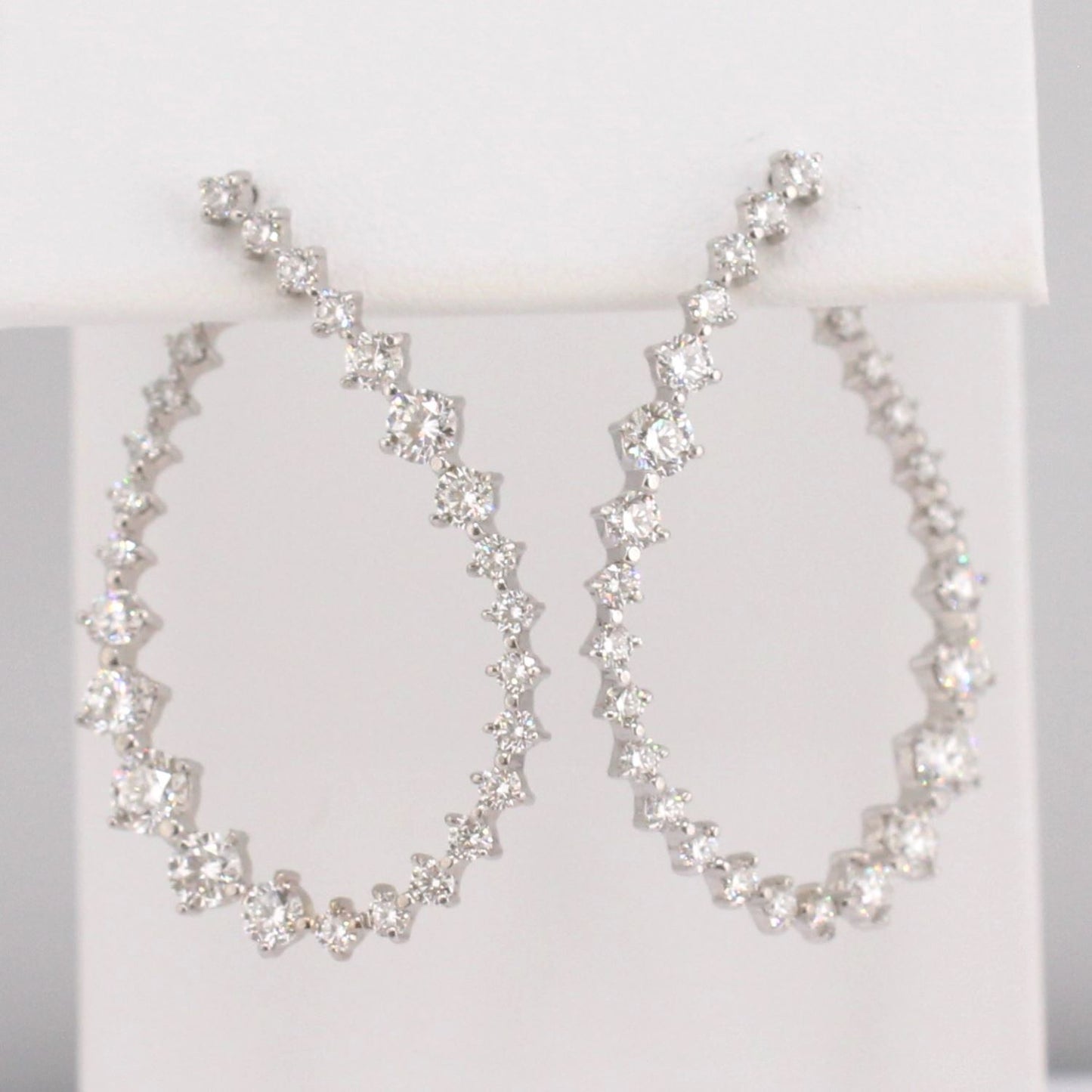 Graduated Diamond Side Hoop Earrings