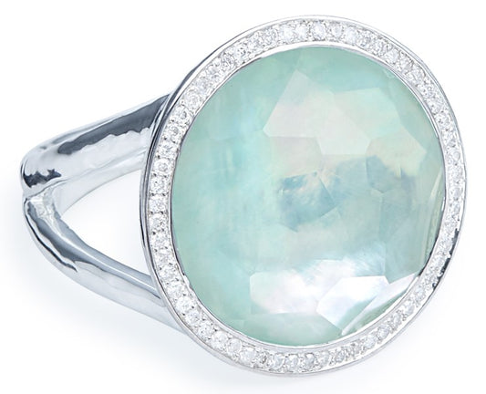 Lollipop Collection Gemstone Ring with Diamond Halo