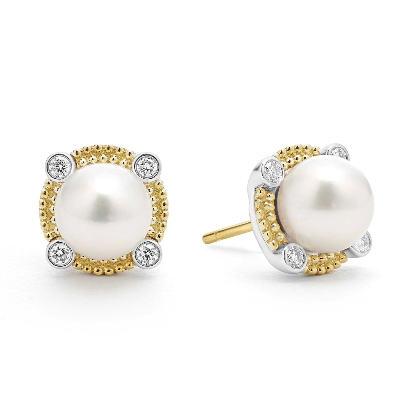 Luna Collection Freshwater Pearl & Diamond Earrings