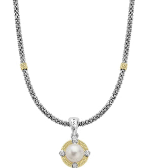 Luna Collection Pearl and Diamond Pendant
