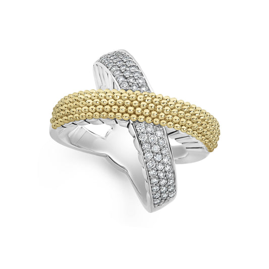 Caviar Lux Collection Two Tone Diamond Ring