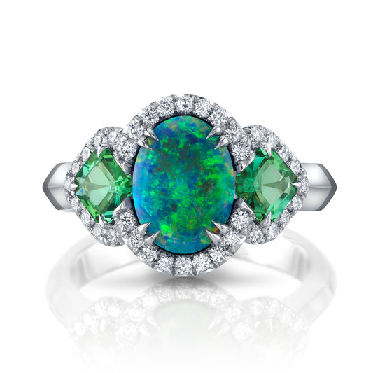 Monaco Collection, Platinum Opal and Tourmaline Ring with Diamonds