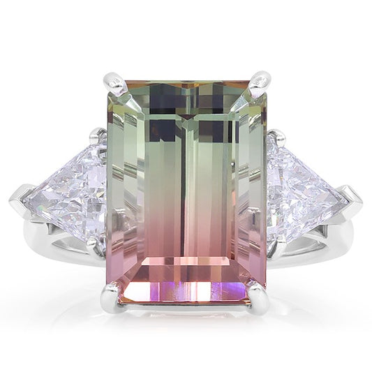 Bi-Color Tourmaline & Diamond Ring