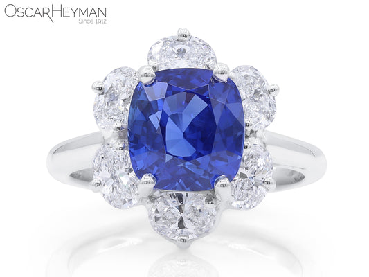 Non Heat Treated Blue Sapphire & Diamond Ring