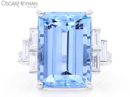 Platinum Certified Aquamarine Diamond Ring