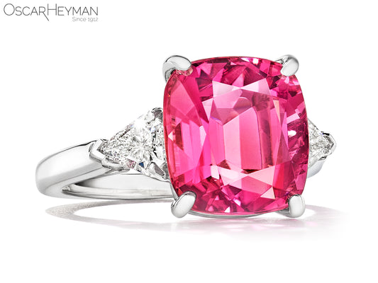Platinum Certified Pink Tourmaline Diamond Ring