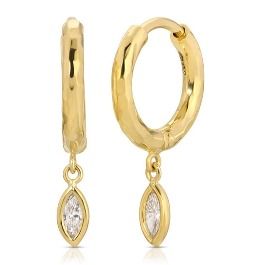Nesting Gem Collection Charm Marquise Diamond Hoop Earrings