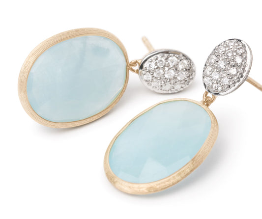 Siviglia Collection Aquamarine and Diamond Drop Earrings