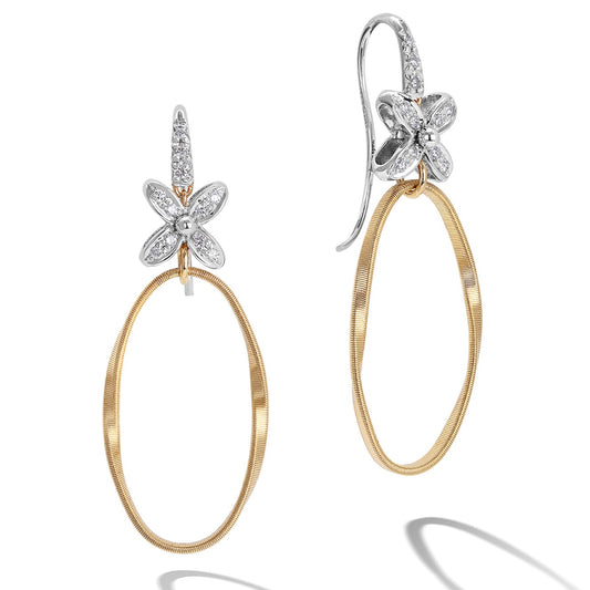 Marrakech Onde Collection Floral Drop Earrings with Diamond Accents
