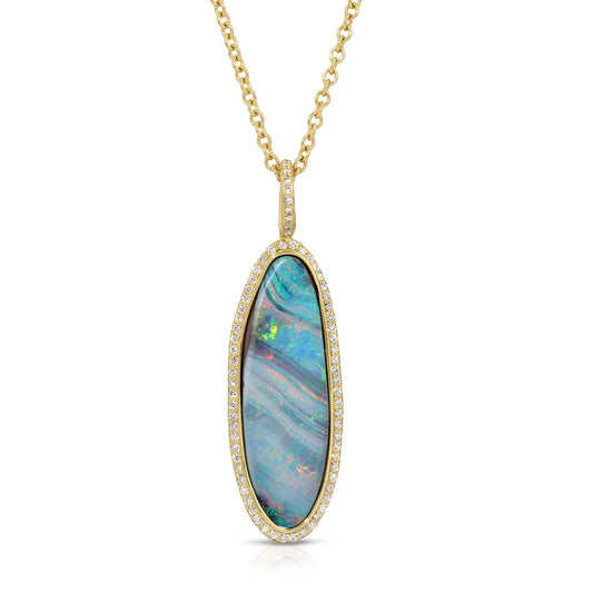 Boulder Opal and Diamond Pendant