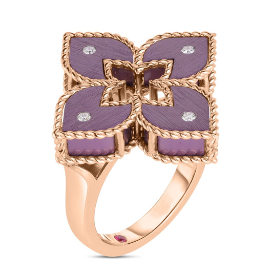 Venetian Princess Purple Titanium & Diamond Flower Ring