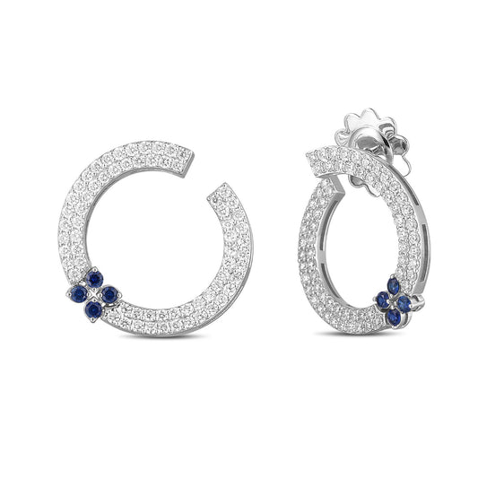 Love in Verona Blue Sapphire and Diamond Circle Earrings