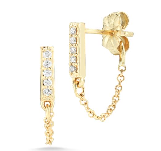 Diamond Carmine Huggie Earrings