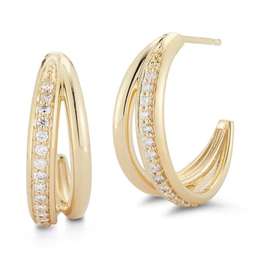 Geneva Collection Diamond Hoop Earrings