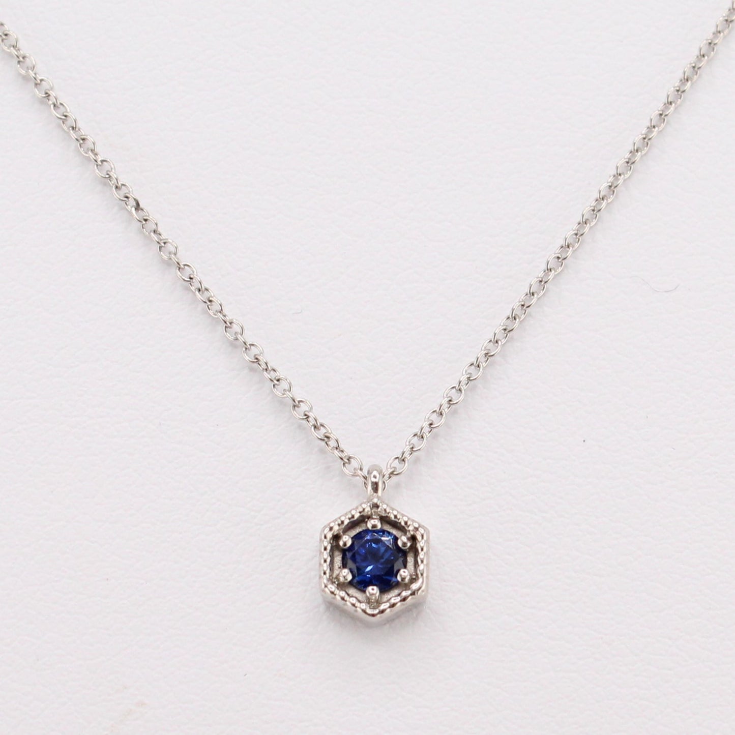Hexagonal Blue Sapphire Pendant