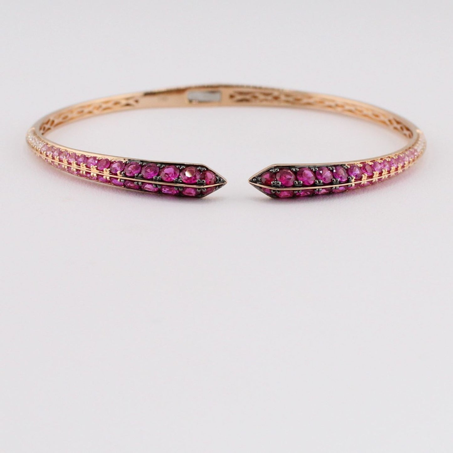 Ruby & Pink Sapphire with Diamond Hinged Bangle Bracelet