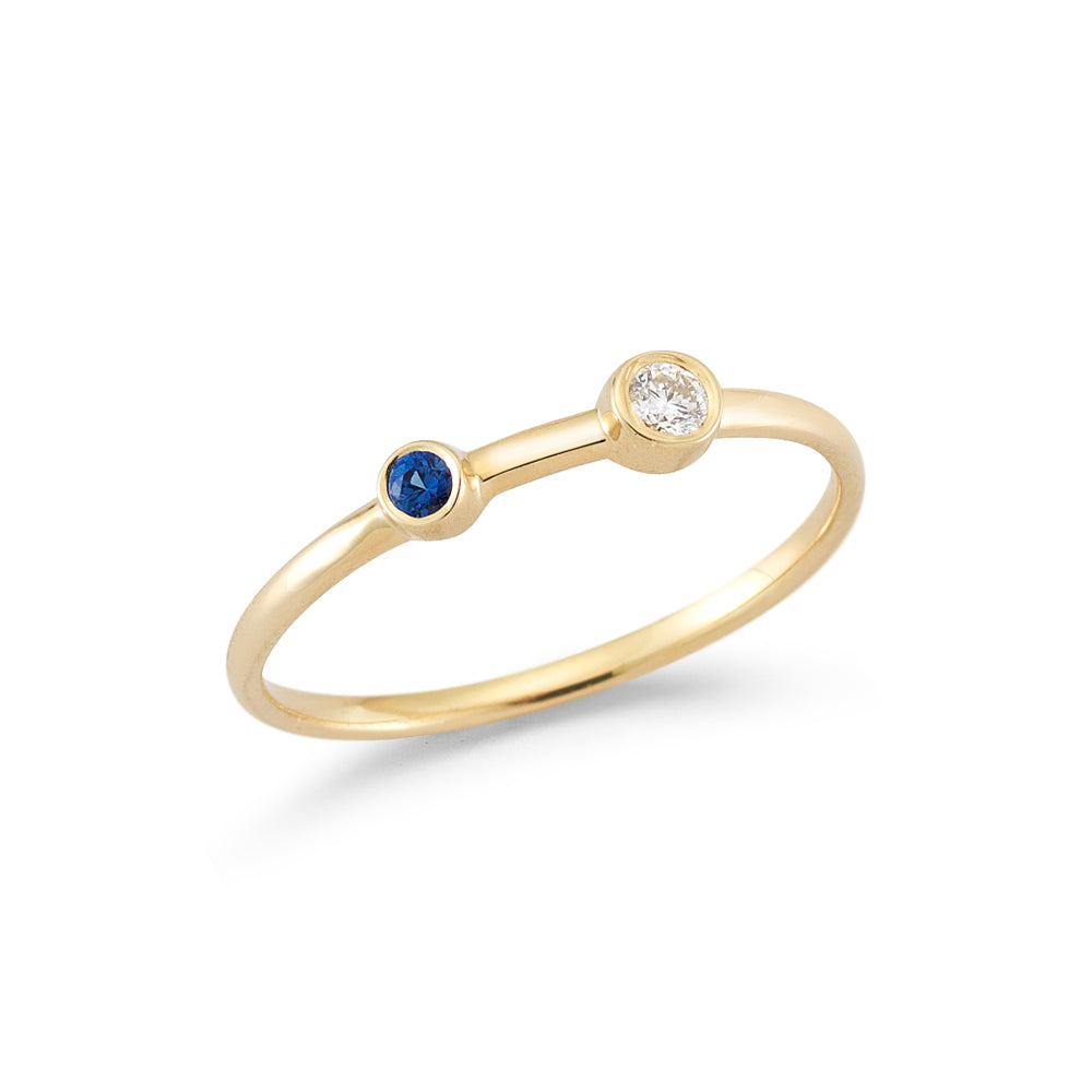Blue Sapphire and Diamond Duo Ring