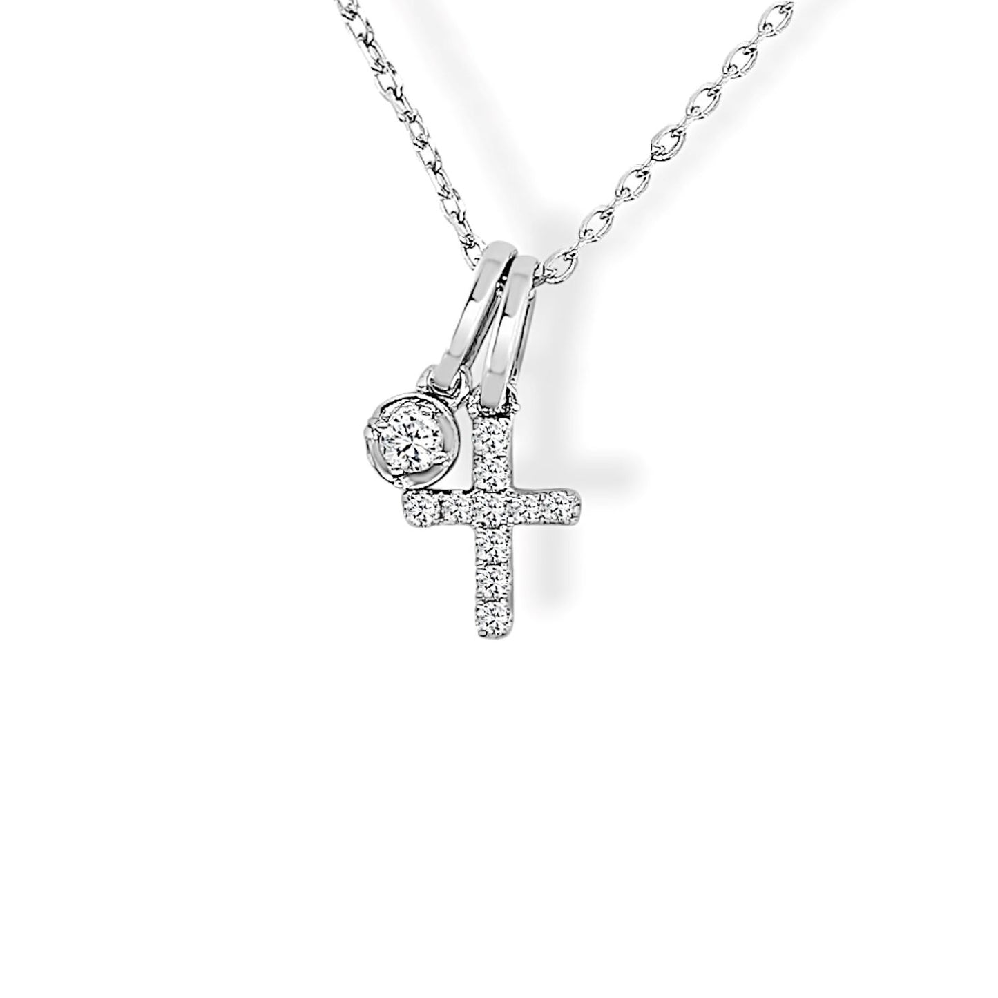 Petite Diamond Cross Charm Necklace