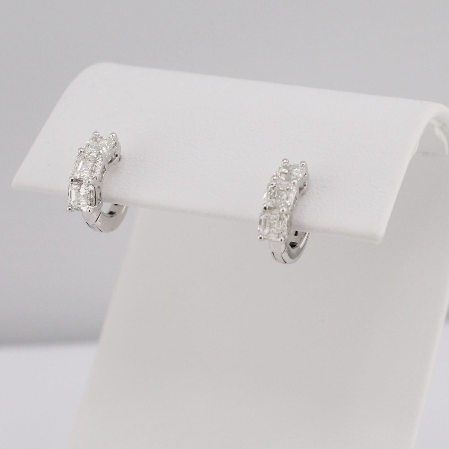 Asscher Cut Diamond Hoop Earrings