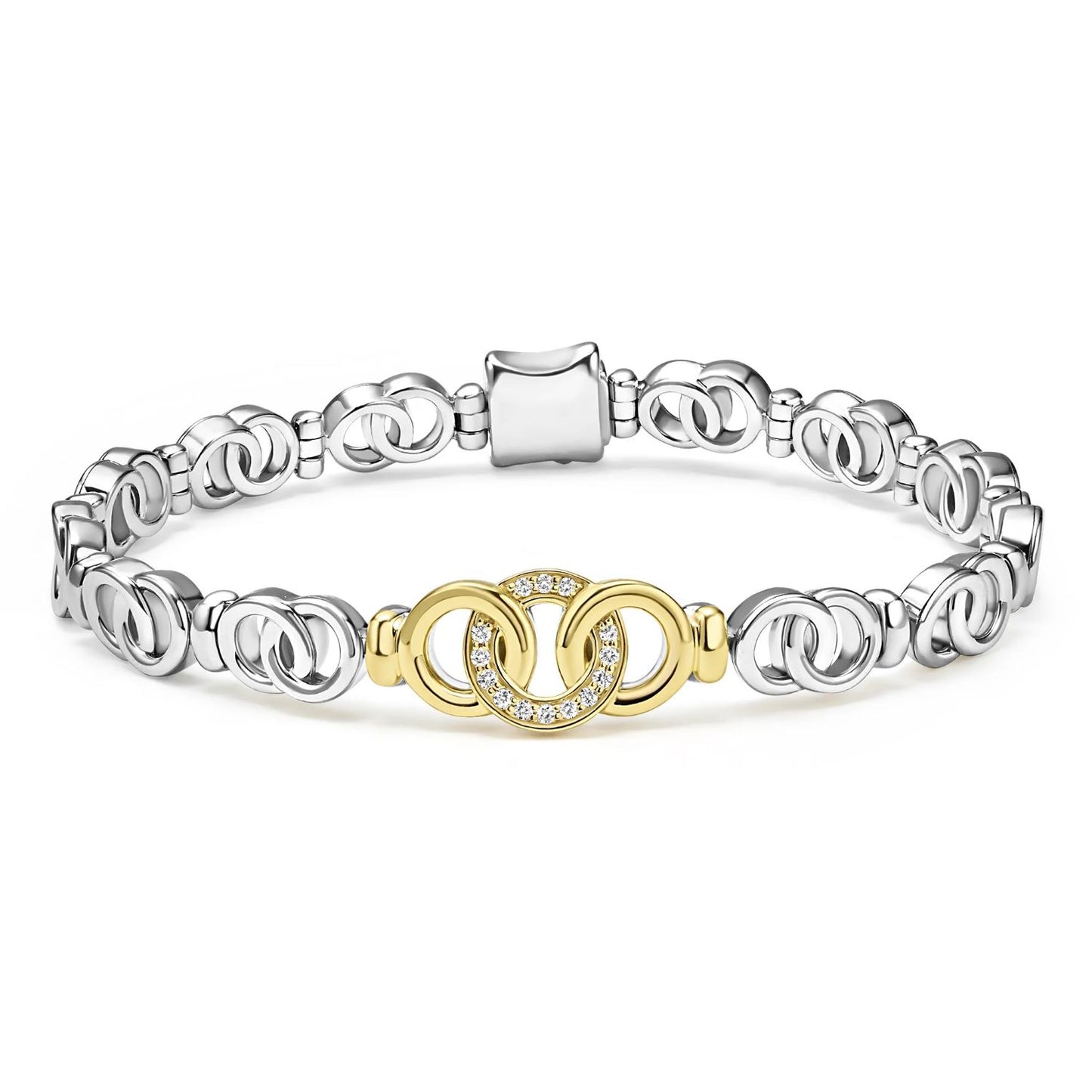 Signature Caviar Collection Interlocking Diamond Link Bracelet
