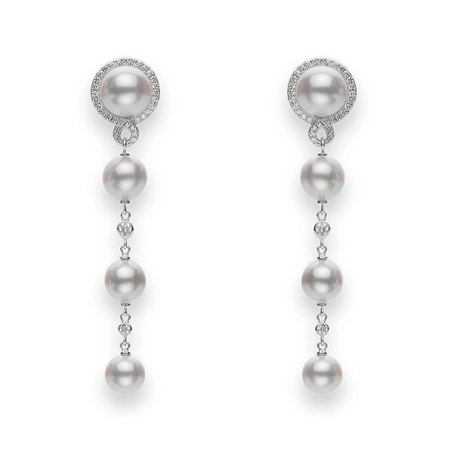Petit Soleil Akoya Cultured Pearl Drop Diamond Earrings