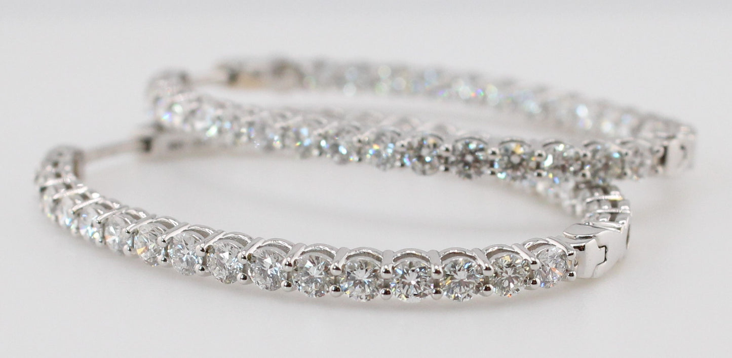 Diamond Inside Outside Oval Hoops