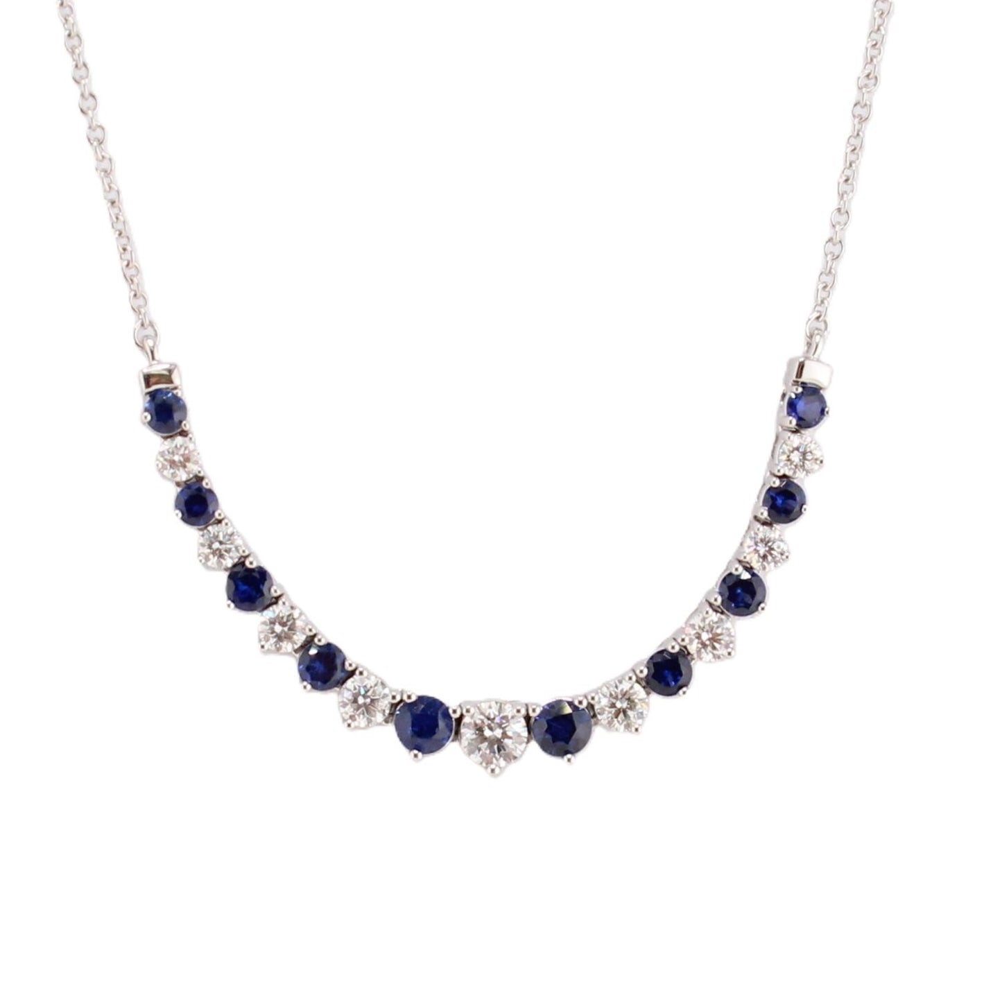 Blue Sapphire and Diamond Flexible Smiley Necklace
