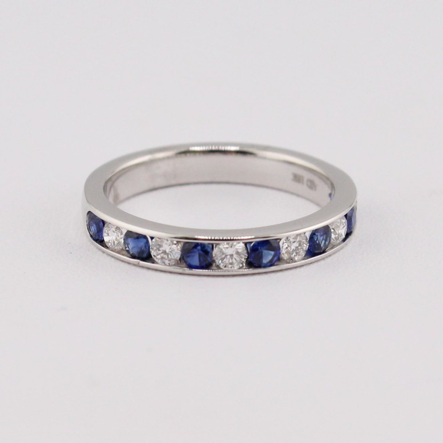 Channel Set Diamond and Blue Sapphire Band