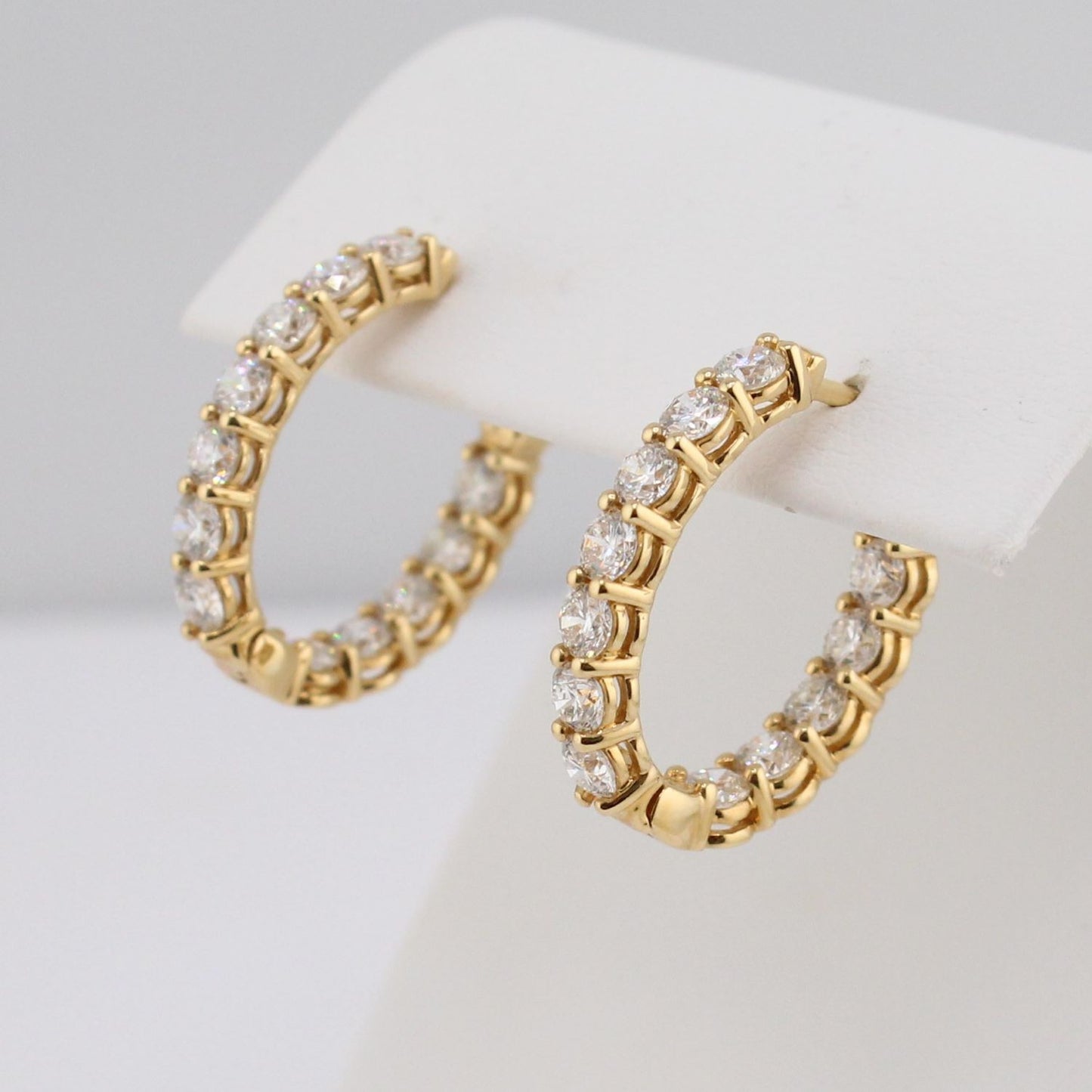 Diamond Inside Out Hoop Oval Shape Earrings
