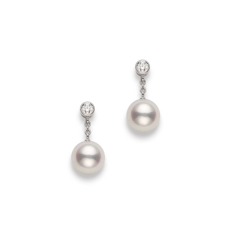 DROP EARRINGS 8MM PEARLS=2 DIA=.16TW