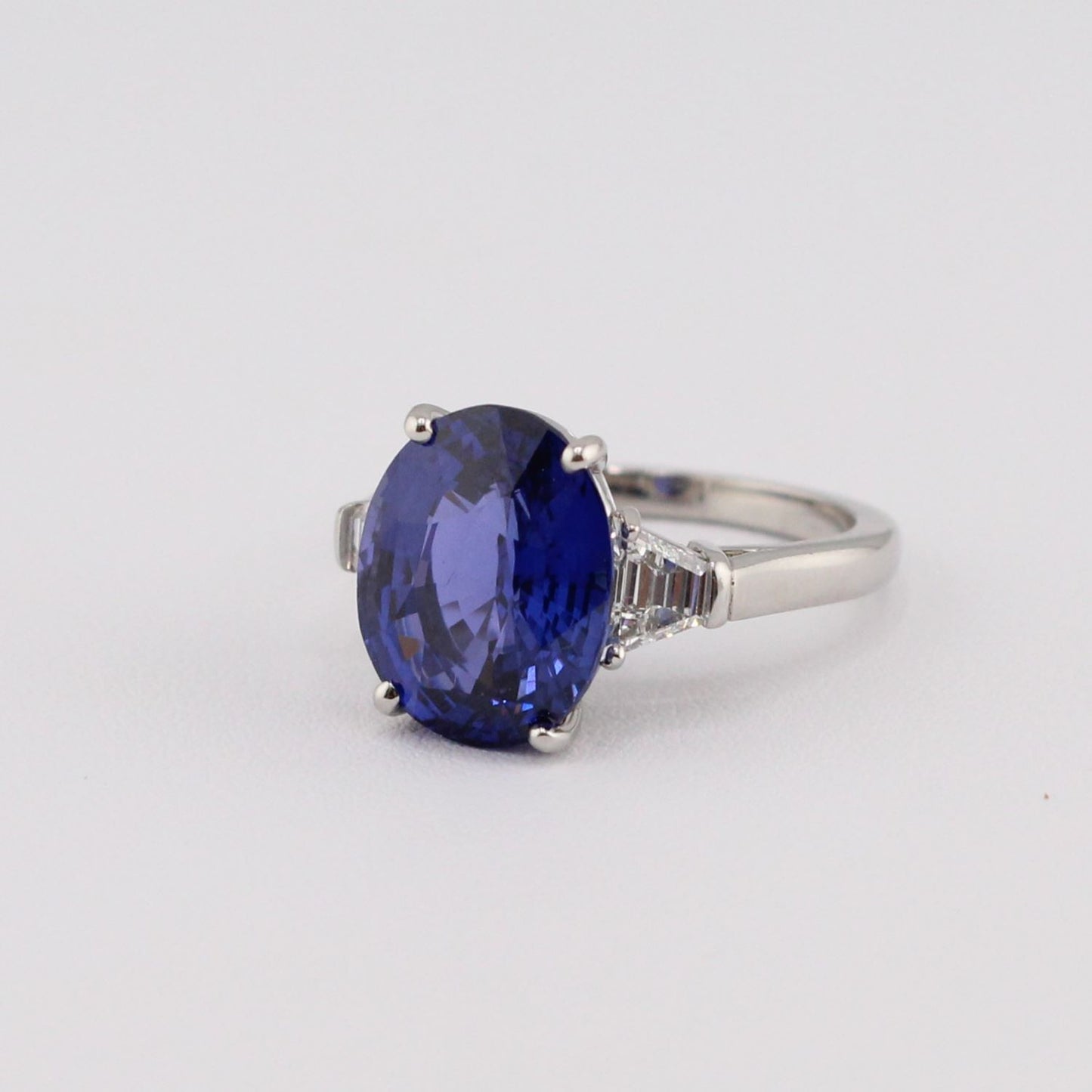 Color Change Certified Sri Lankan Sapphire with Trapezoid Diamond Sides