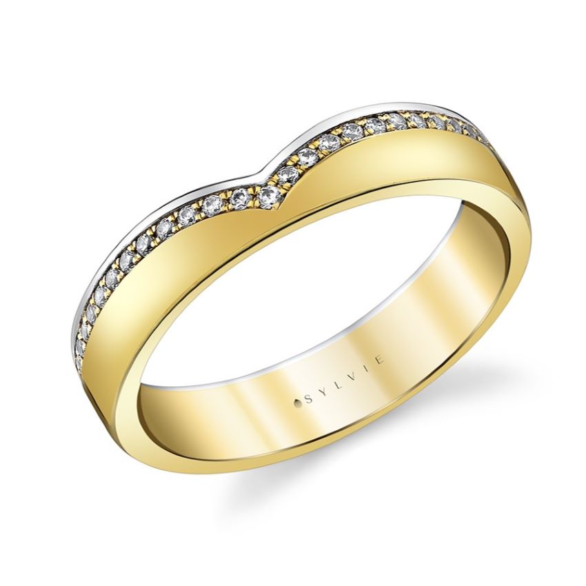 Iconelle Collection Two Tone Diamond Wedding Band