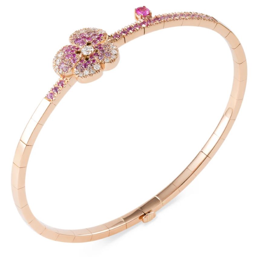 Ischia Collection Shaded Pink Sapphire & Diamond Flower Bangle