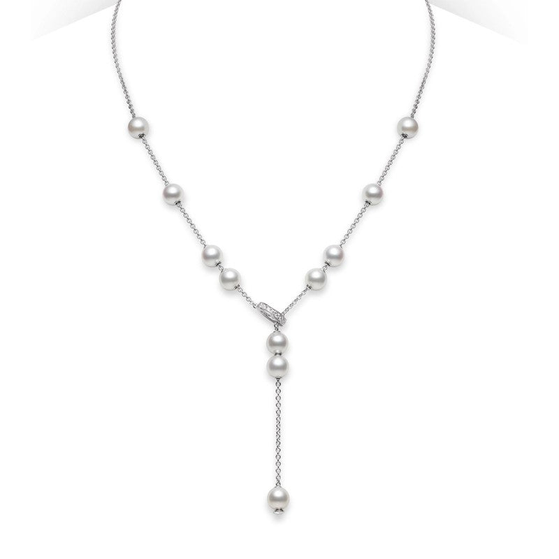 Pearls in Motion Akoya Cultured Pearl & Diamond Necklace