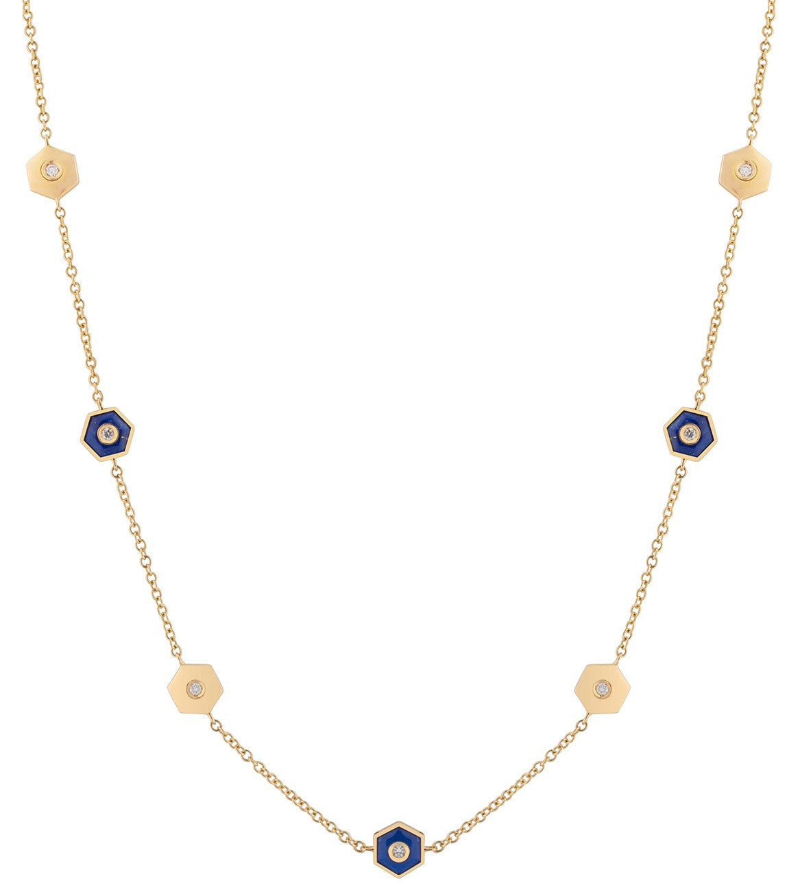 Baia Sommersa Lapis & Diamond Station Necklace