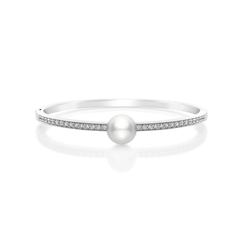 Classic South Sea Collection White South Sea Pearl and Diamond Bangle