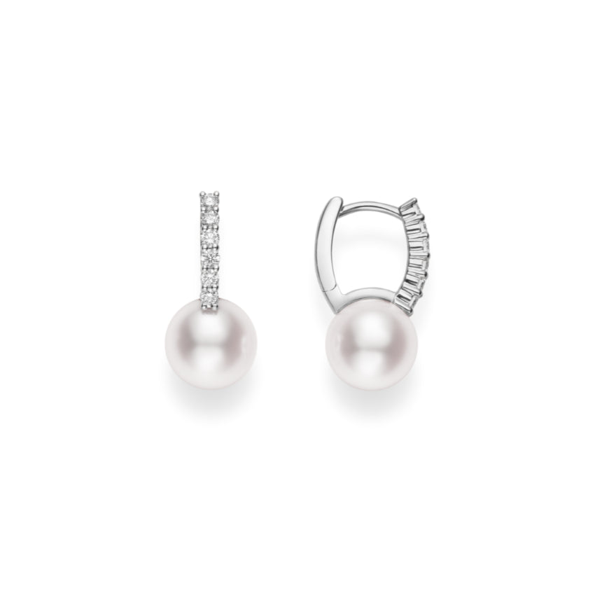 Classic Collection Akoya Cultured Pearl Earrings with Diamond Accents