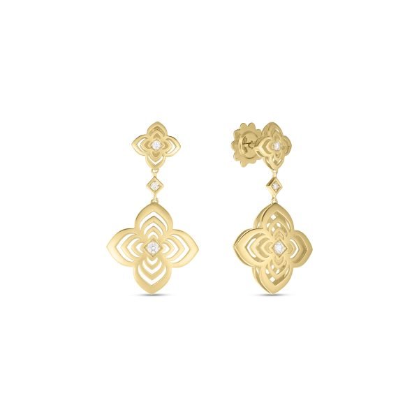 Palazzo Ducale Carnevale Diamond & Satin Finish Flower Dangle Earrings