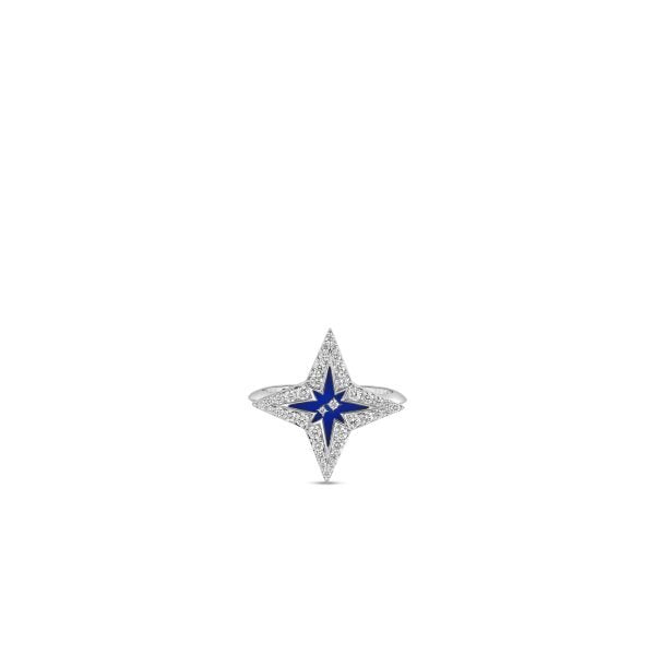 Stardust Small Pave Diamond & Blue Ceramic Star Ring