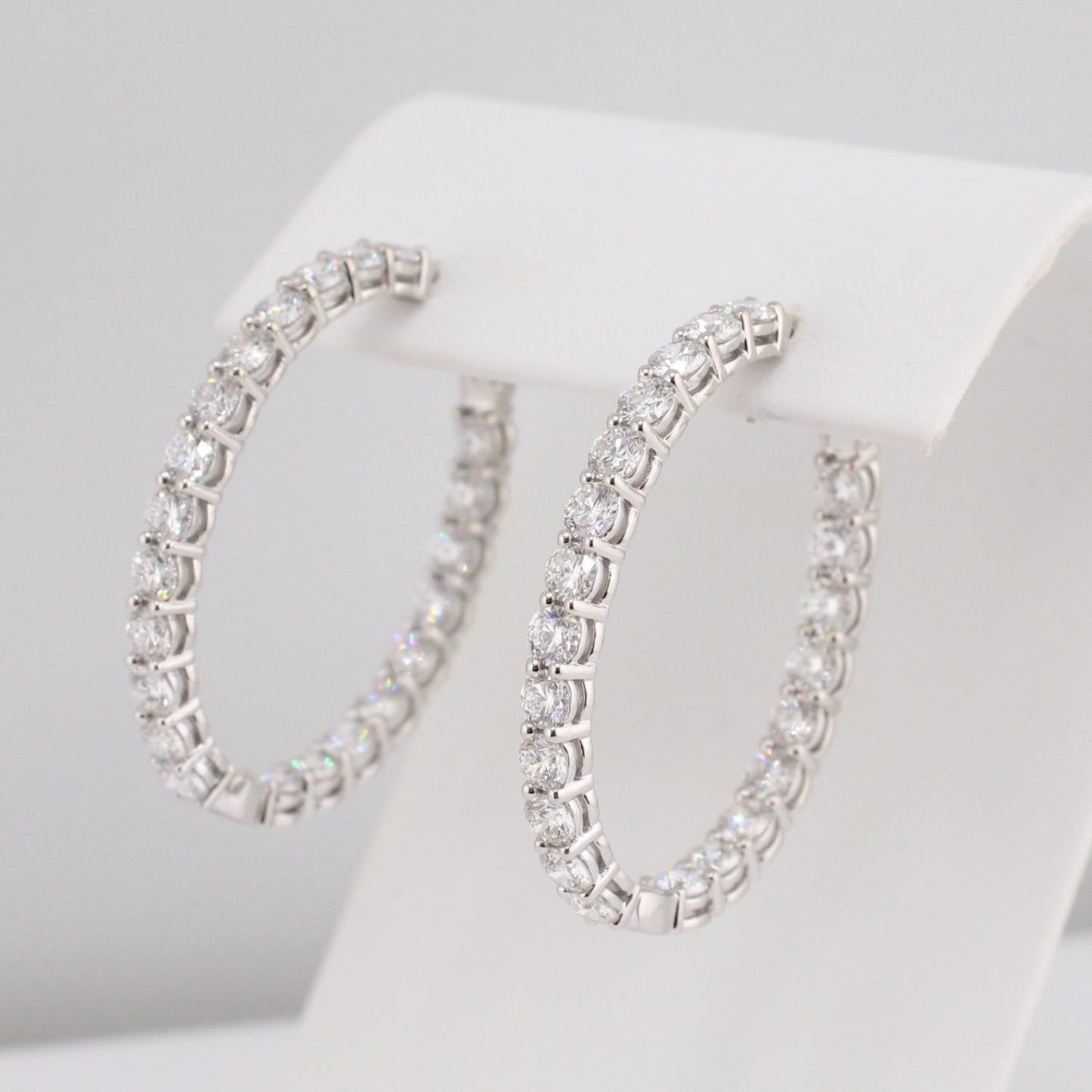 Diamond Inside Outside Oval Shape Hoops