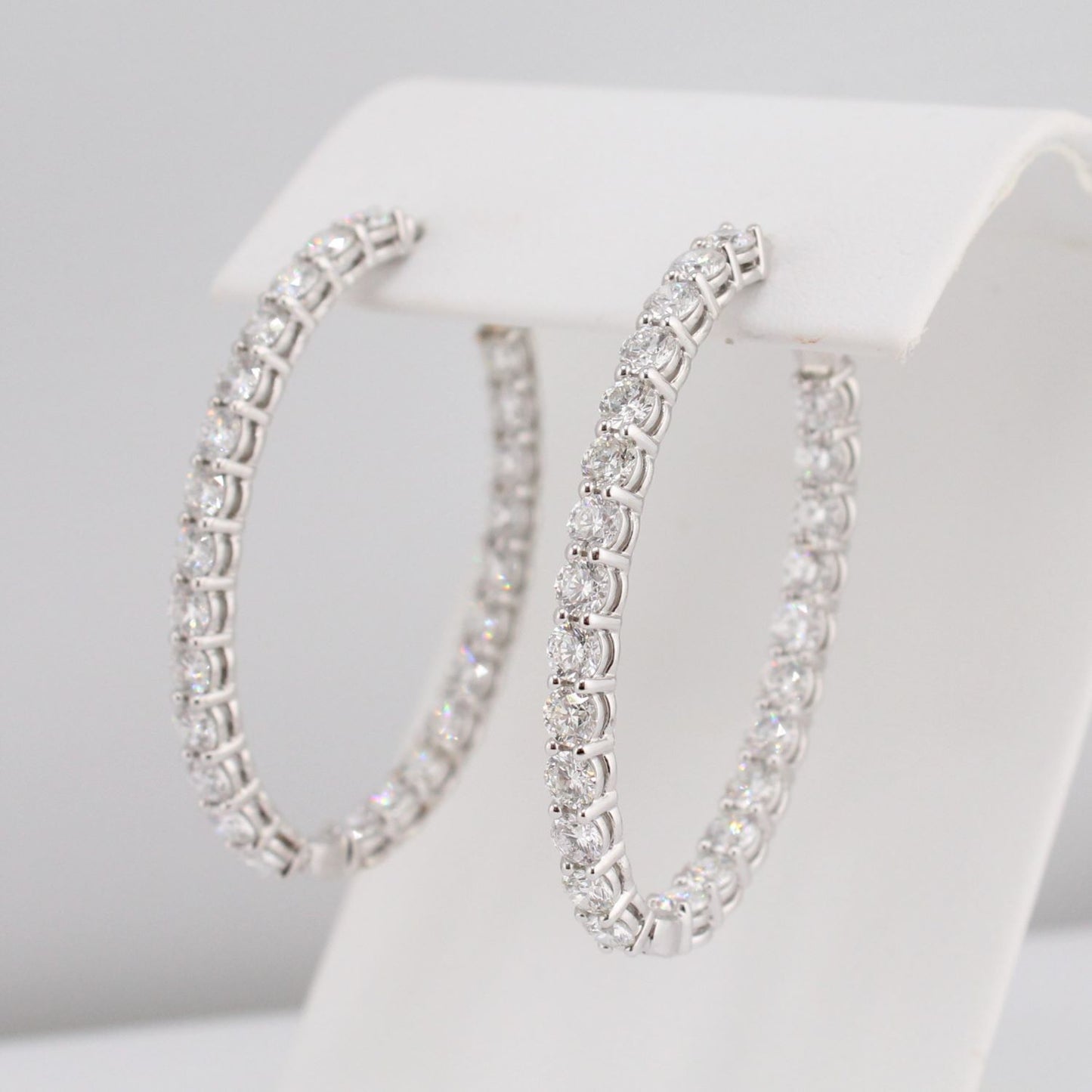 Diamond Inside Outside Oval Shape Hoops