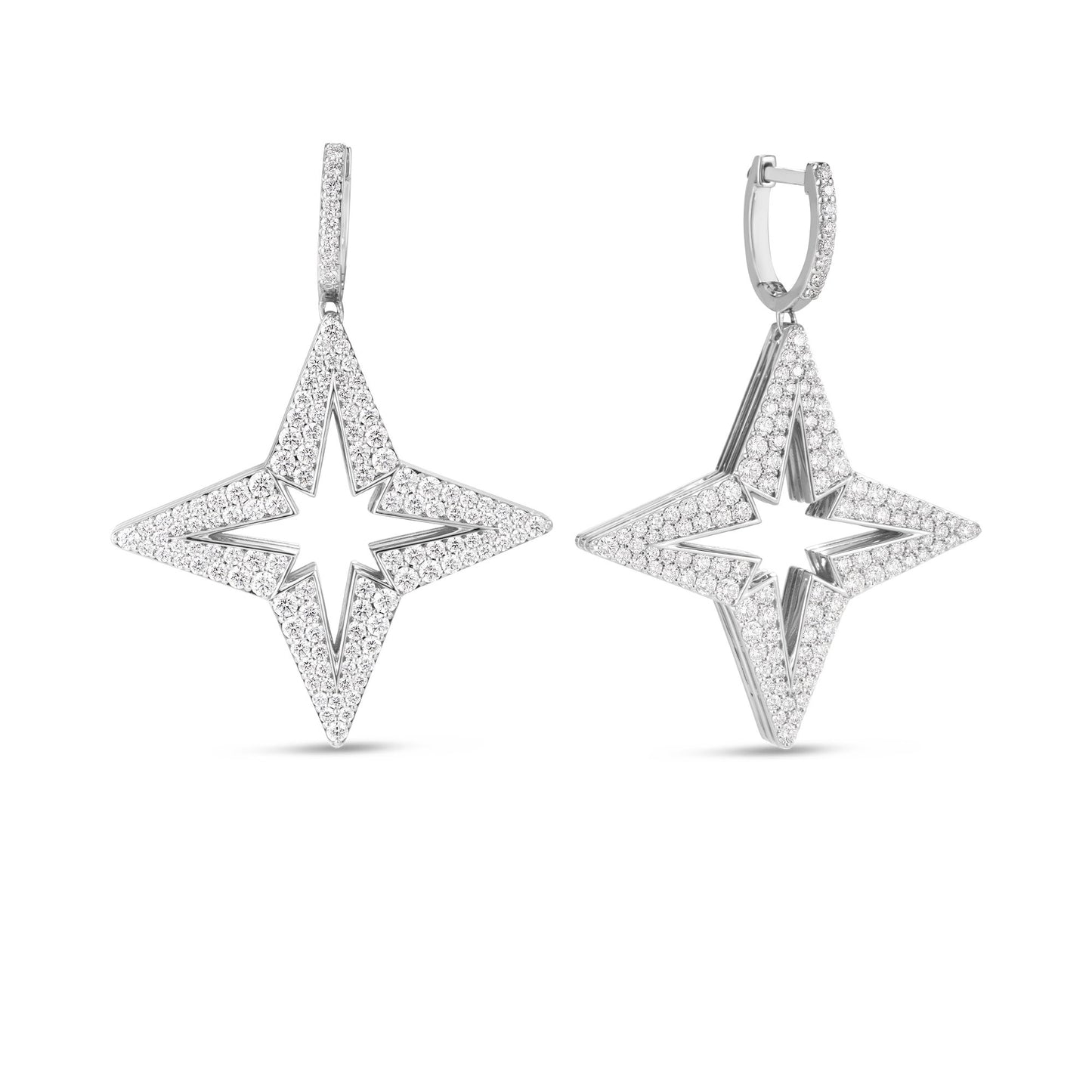 Stardust Large Pave Diamond Star Dangle Earrings