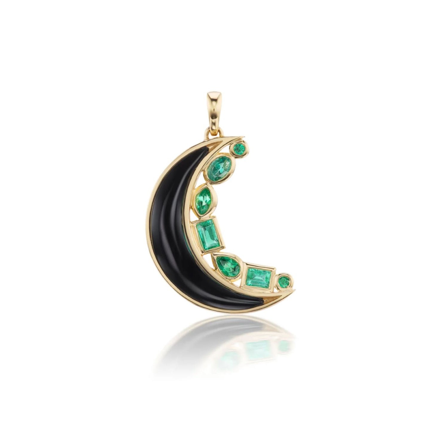 Monroe Collection Onyx and Emerald Crescent Pendant