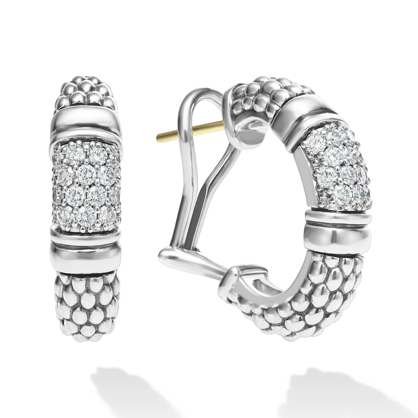 Signature Caviar Diamond Hoop Earrings