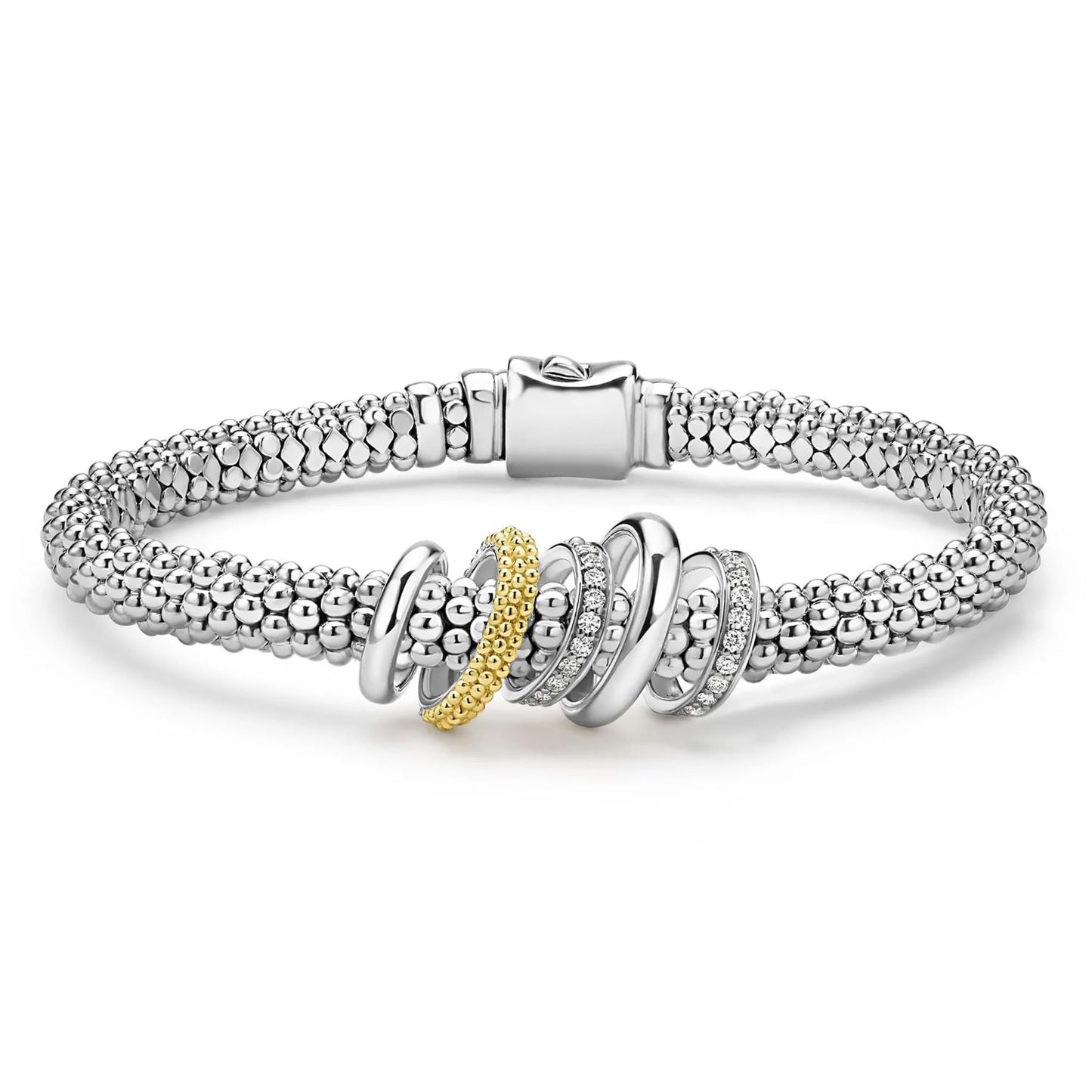 Caviar Lux Two-Tone Five Ring Diamond Caviar Bracelet